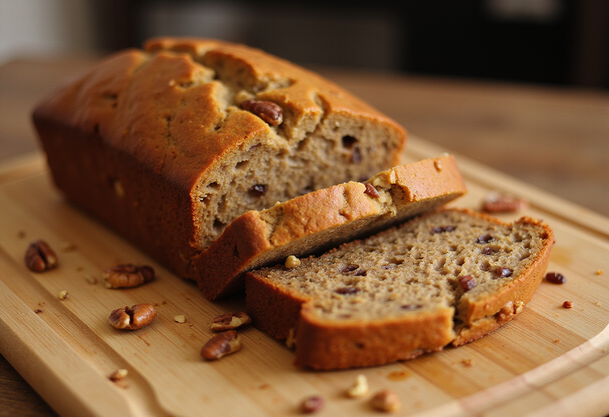 Delicious Starbucks banana bread with nuts, ready to be served.