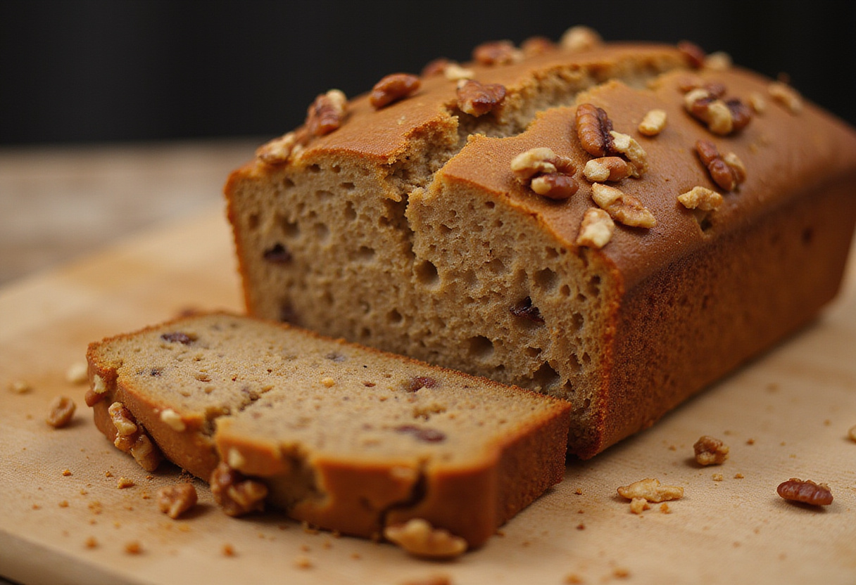 Delicious Starbucks banana bread with nuts, ready to be served.
