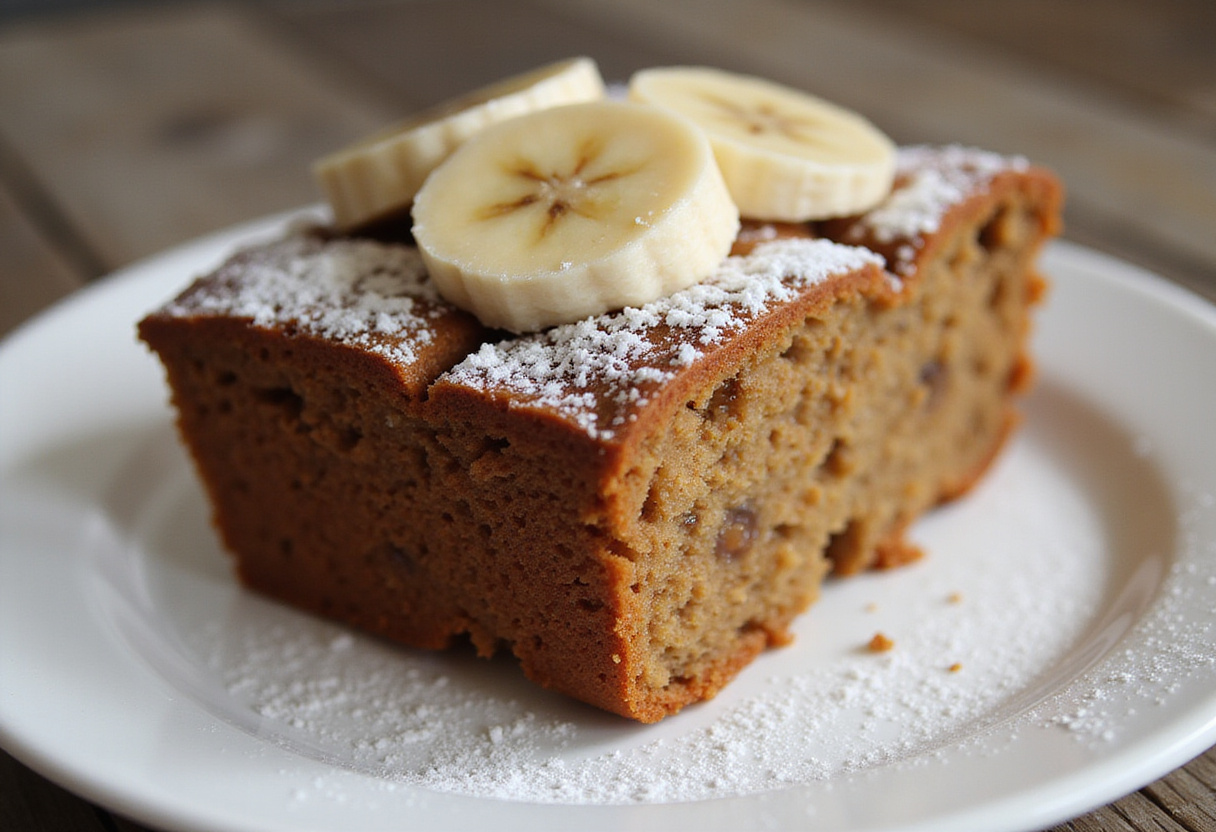 Delicious slice of banana bread made with substitutions, inspired by Chrissy Teigen's recipe.