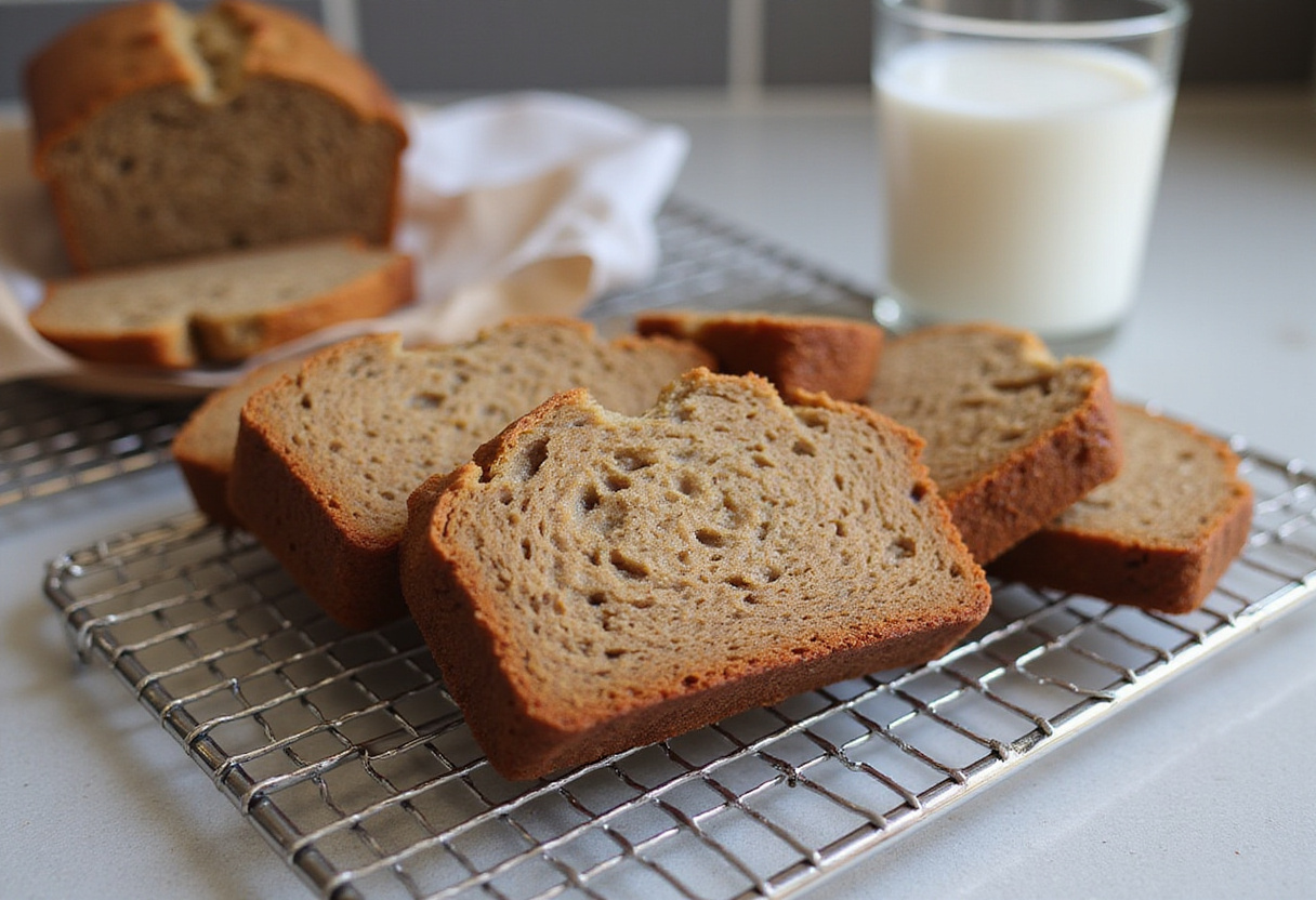 Protein banana bread slices ready for meal prep, perfect for a healthy snack.
