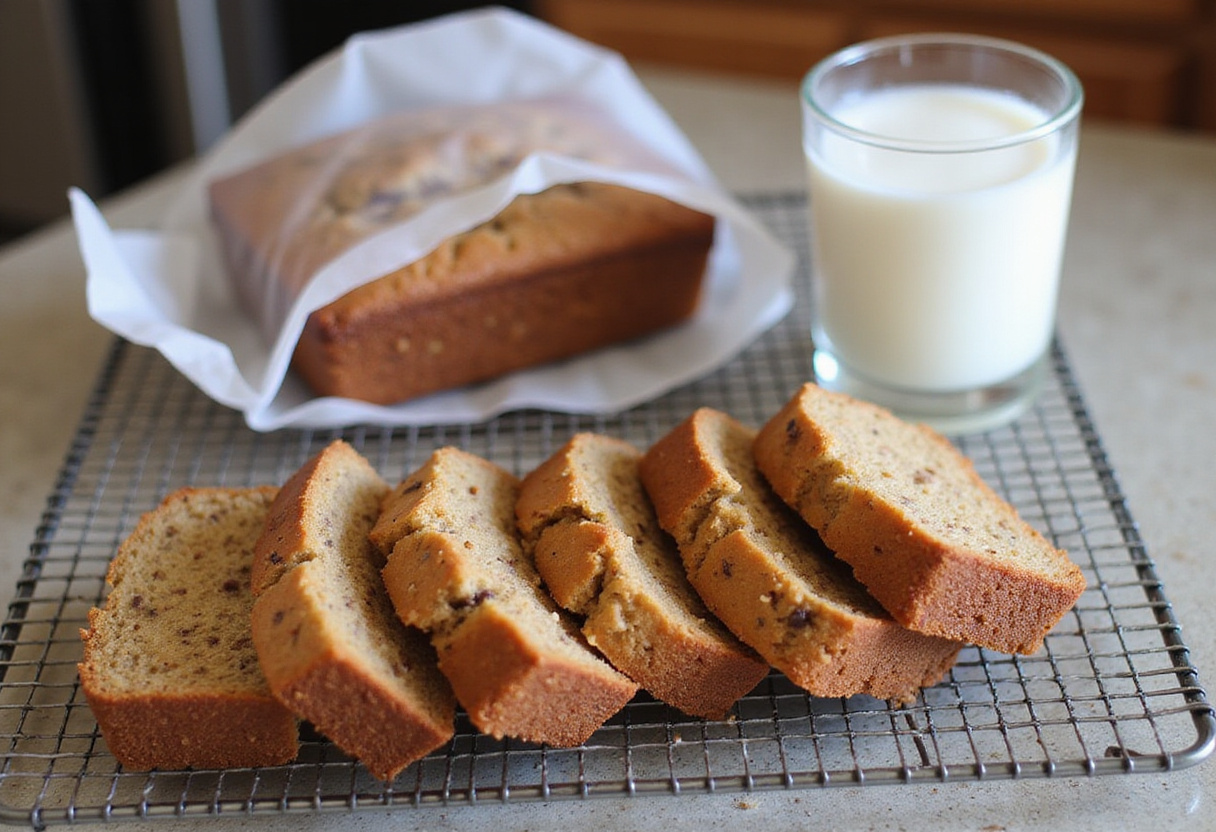 Protein banana bread slices ready for meal prep, perfect for a healthy snack.