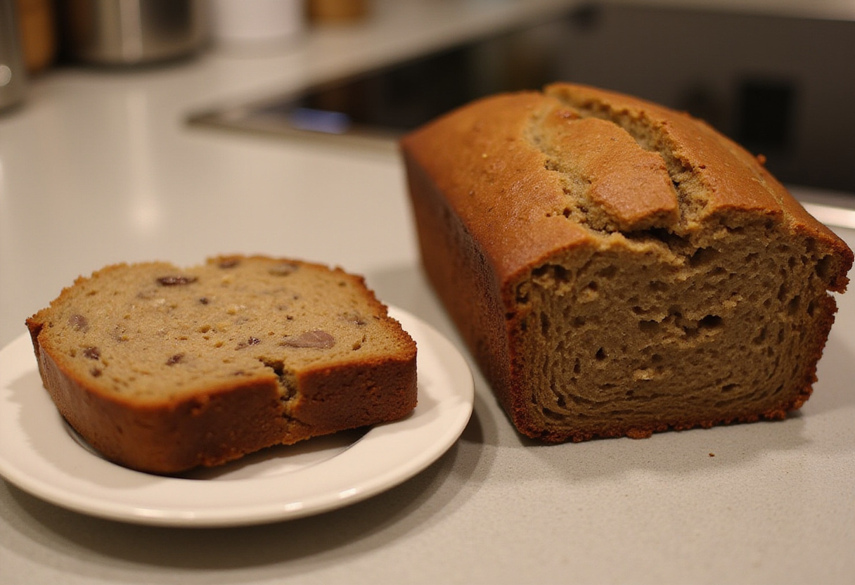 Healthy and delicious vegan banana bread ready to eat.