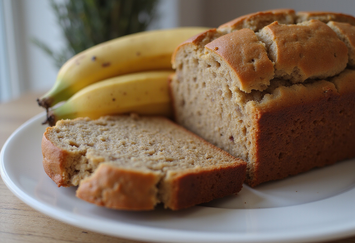 Healthy and delicious vegan banana bread ready to eat.