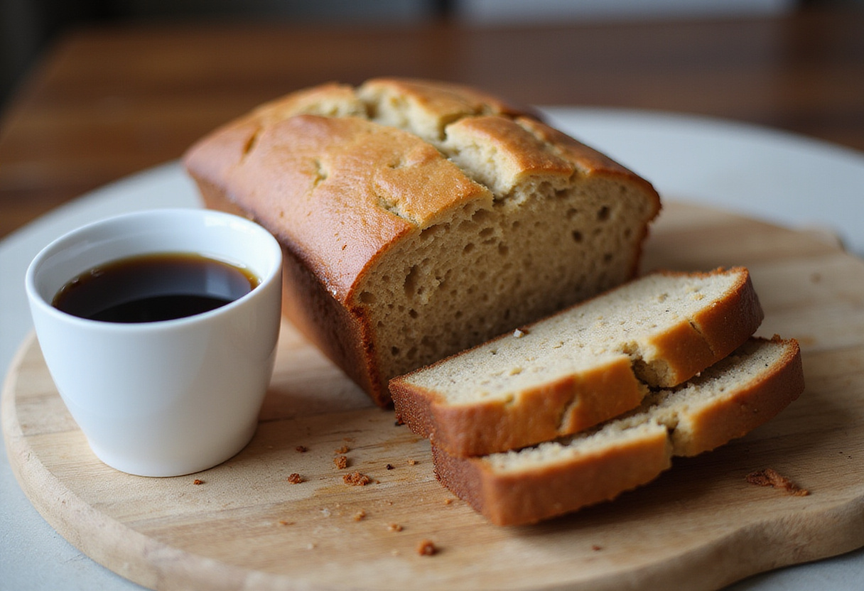 Delicious homemade Starbucks Banana Bread served with coffee.