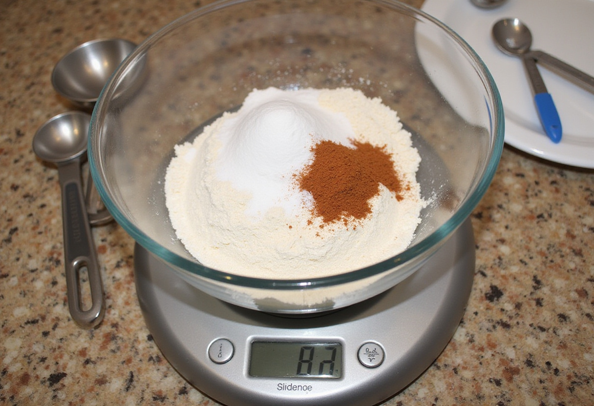 Combining dry ingredients for Chrissy Teigen's banana bread.