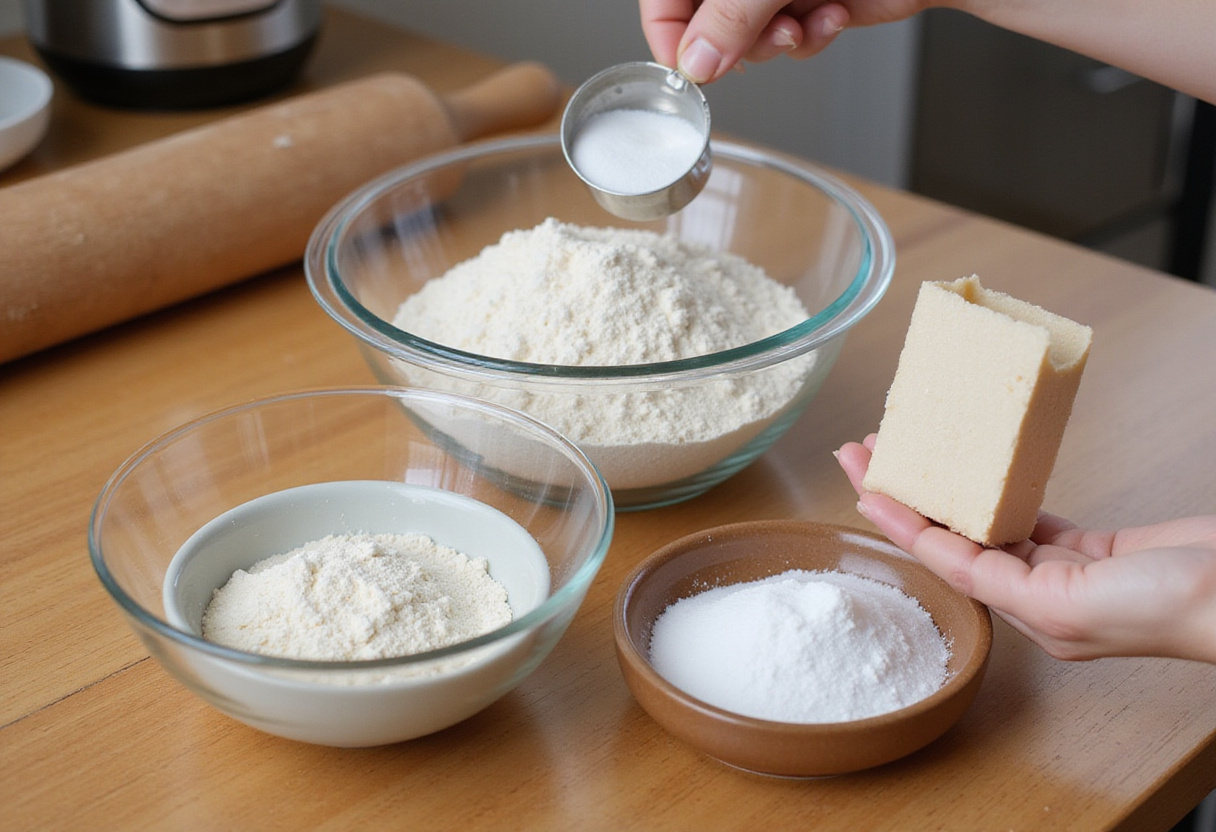 Preparing gluten-free dry ingredients for a delicious cake.