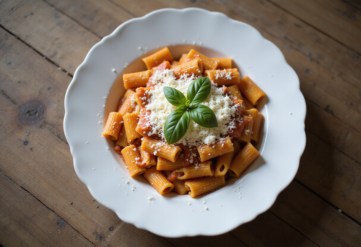 Delicious baked feta pasta on a plate, beautifully garnished and ready to serve, perfect for family dinners or meal prep.