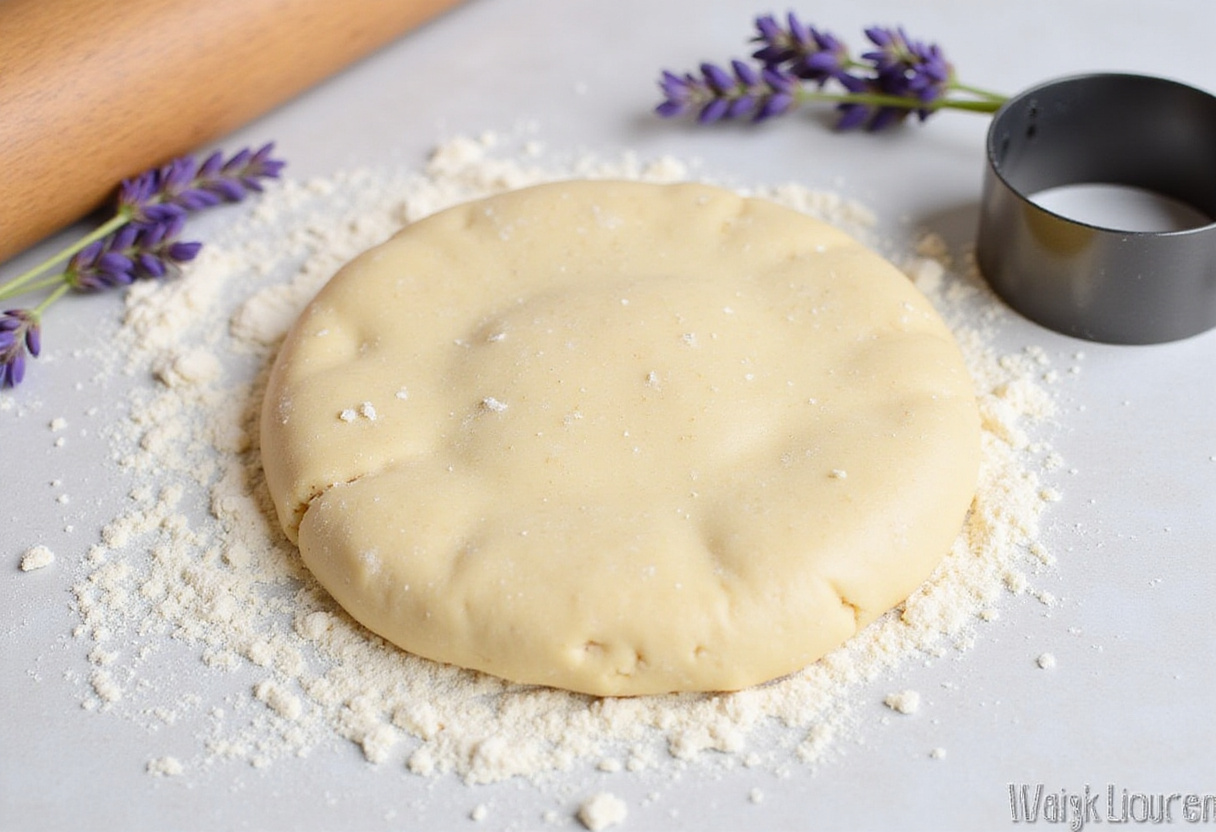 Shaping the dough for blackberry lavender white-chocolate scones, an important step in the baking process to achieve perfect scone shapes.