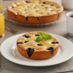 Delicious blueberry breakfast bake served hot, featuring a beautiful presentation and a delightful taste that's perfect for breakfast.