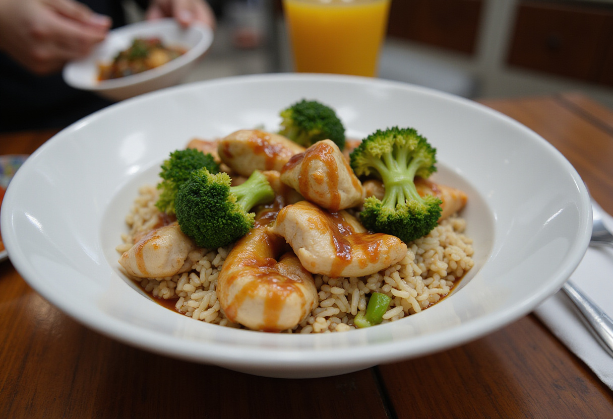 Delicious Chicken and Broccoli Bowl served on a table, showcasing a flavorful meal perfect for easy dinner preparation.