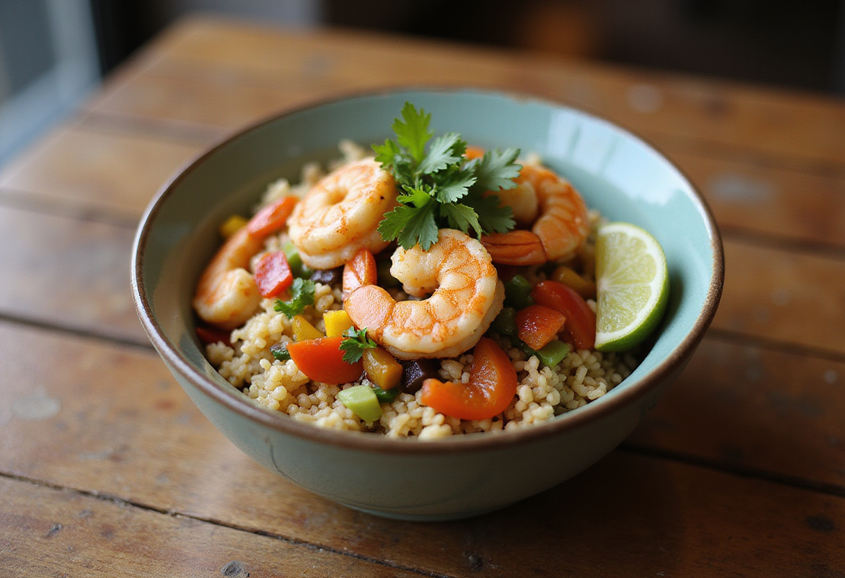 Deliciously presented Chipotle Shrimp Taco Bowl ready to serve, highlighting textures and vibrant flavors.