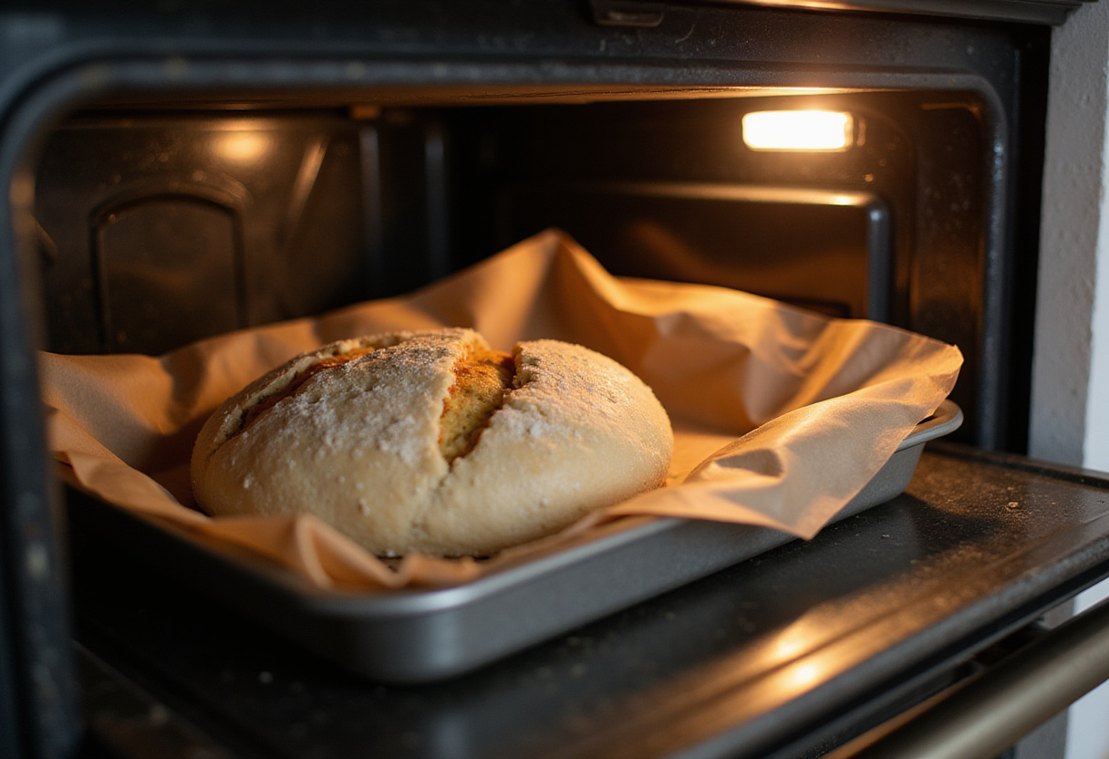 Rising loaf of Copycat Subway Italian Herb & Cheese Bread ready for baking, showcasing the dough's fluffy texture and the warm kitchen environment.