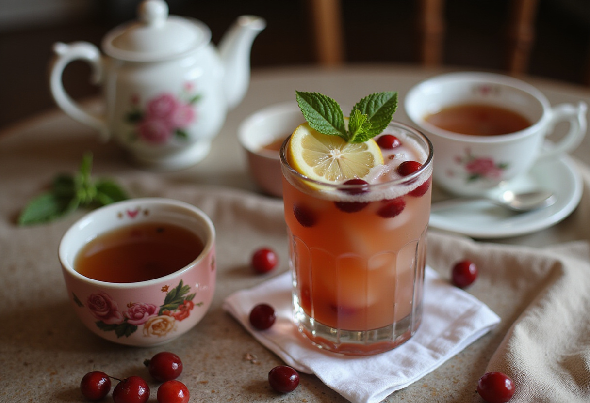 Final presentation of Delicious Cherry Earl Grey Milk Tea served hot and iced, showcasing a delightful beverage experience.