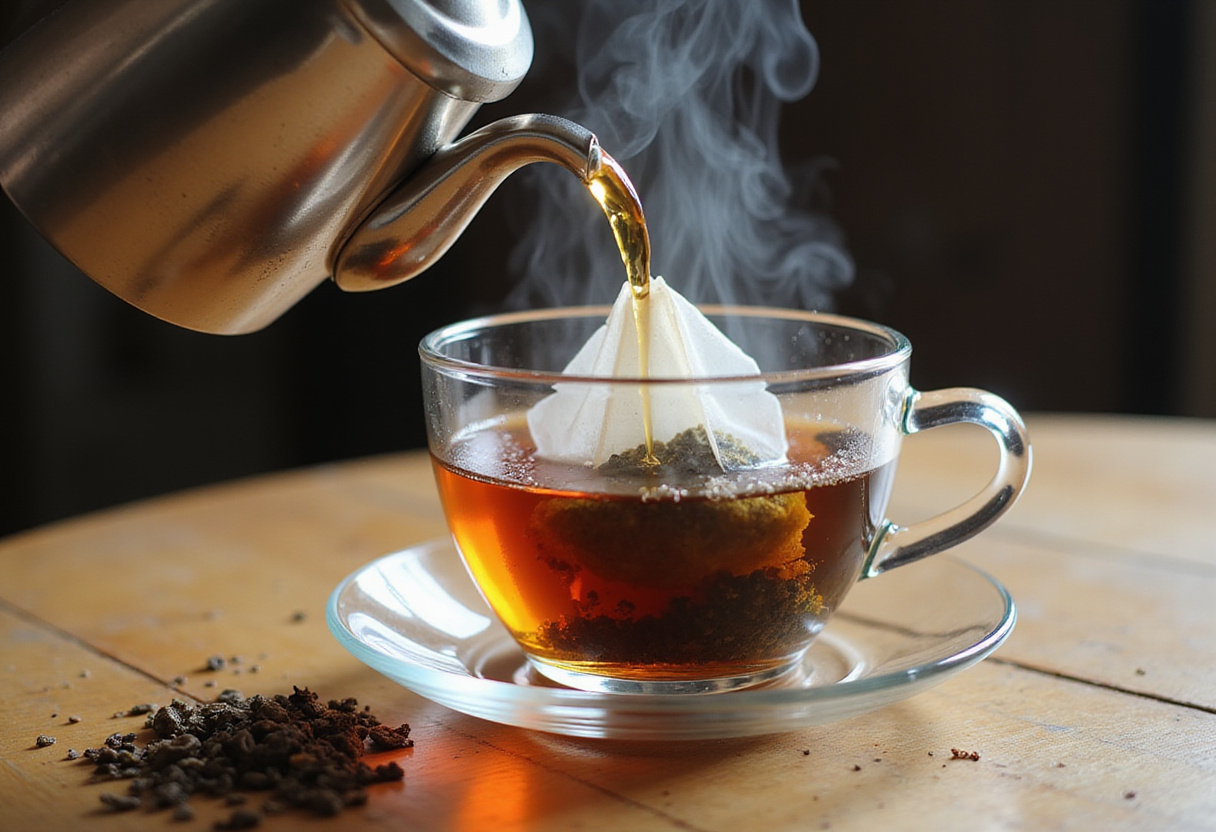 Earl Grey tea being brewed, perfect for making Delicious Cherry Earl Grey Milk Tea.