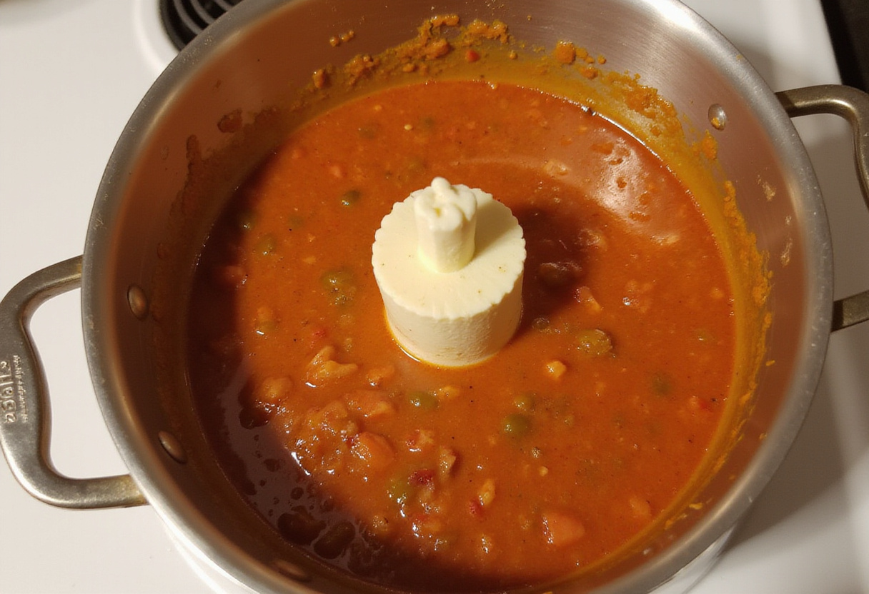 blending ingredients for enchilada sauce in a blender, showcasing a rich and vibrant mixture for easy cheesy ground beef enchiladas