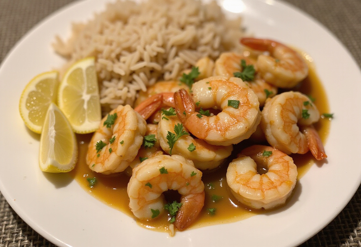 Beautifully presented easy creamy garlic shrimp on a plate, ready to delight with every bite.