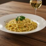 Delicious garlic butter pasta served in a bowl, perfect for a comforting meal.