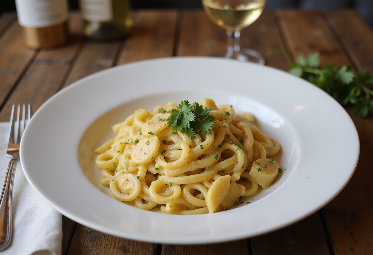 Delicious garlic butter pasta served in a bowl, perfect for a comforting meal.
