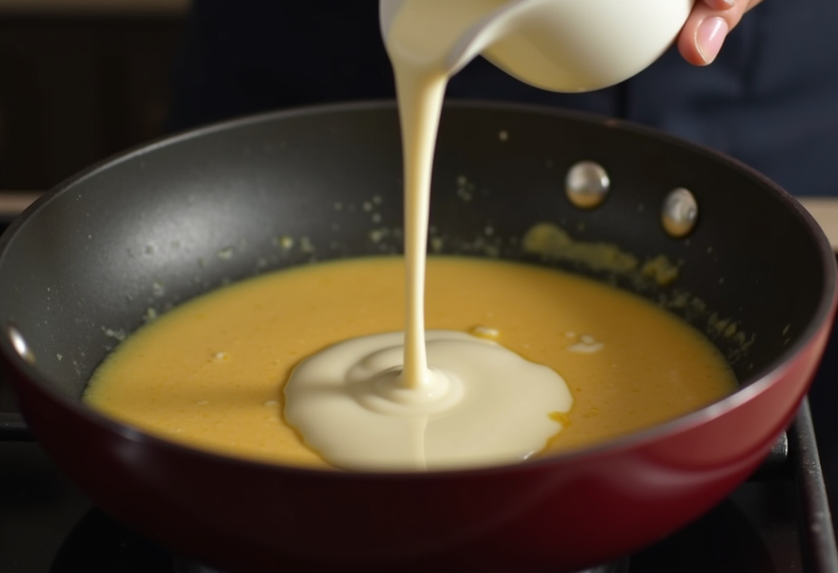 Incorporating cream into the sauce for a delicious Gigi Hadid Spicy Vodka Pasta.