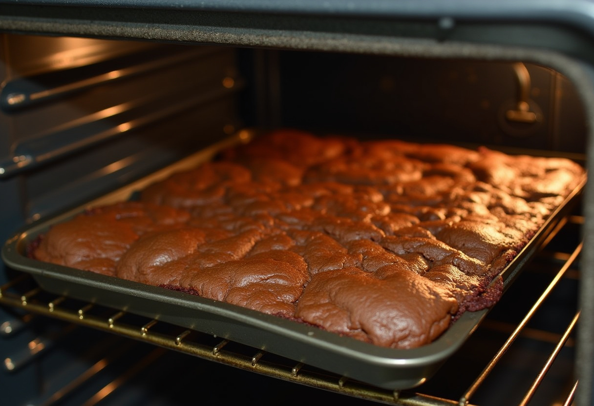 Freshly baked Healthy Baked Oatmeal Brownies cooling on a rack, showcasing the delicious outcome of the baking process.