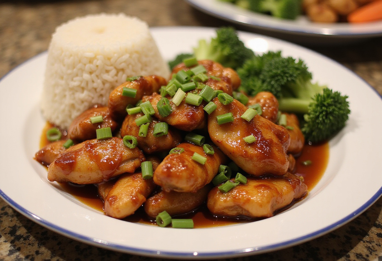 Delicious Honey Garlic Chicken served on a plate, showcasing a mouthwatering meal idea for family dinners.
