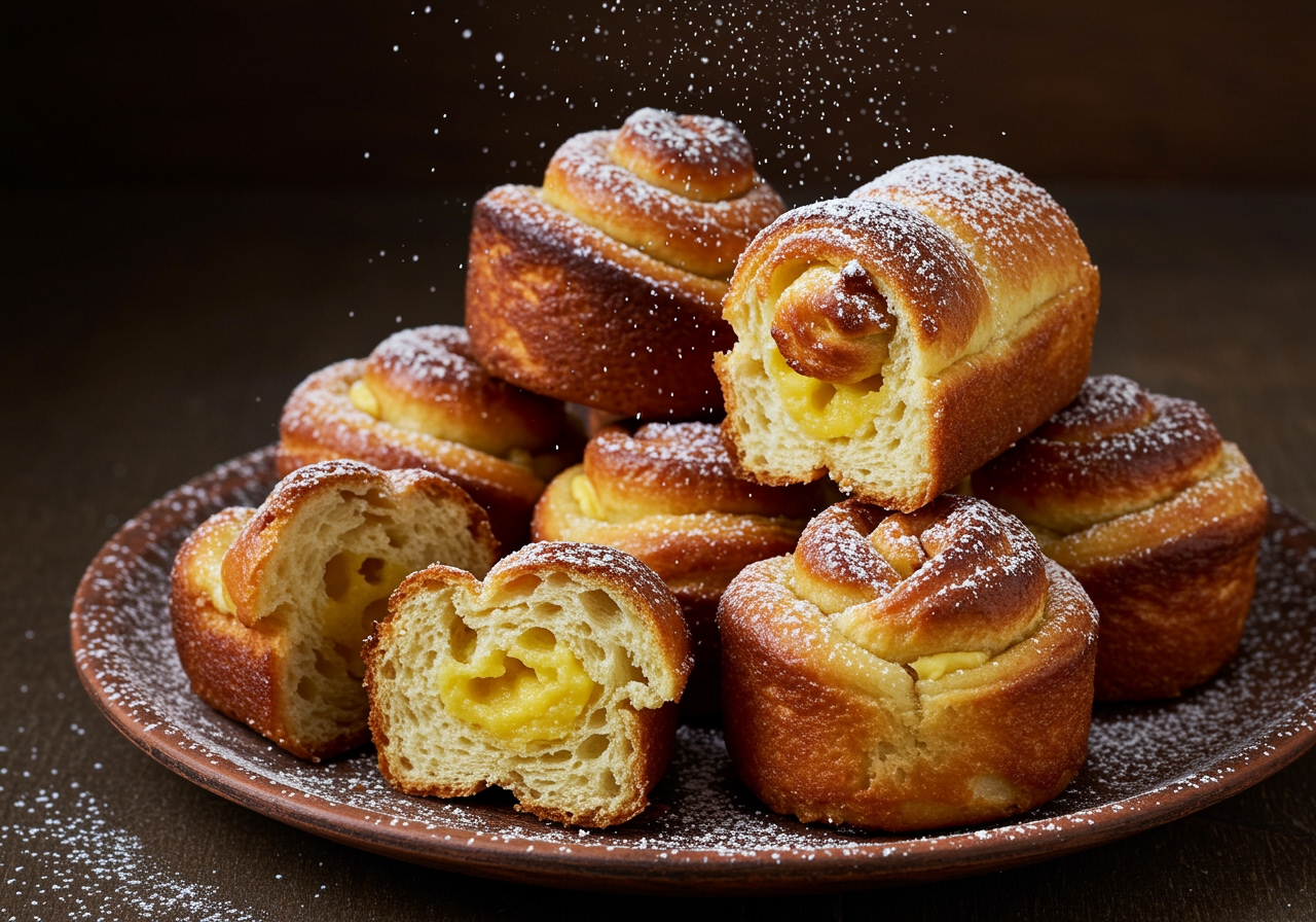 Freshly baked Delicious Cruffins displayed on a plate, highlighting the delightful texture and flavor of this innovative pastry.