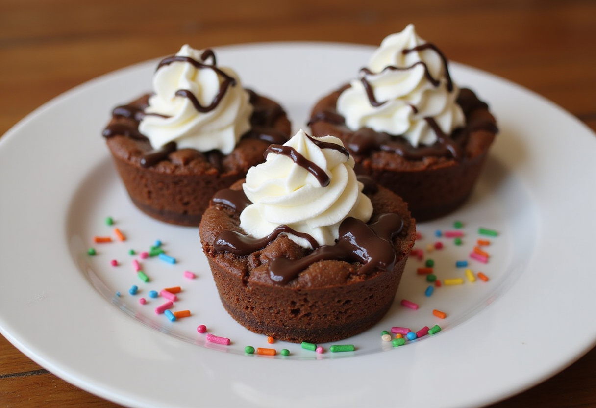 Stunning presentation of Loaded Brownie Cheesecake Cups garnished with berries and chocolate sauce, ideal for dessert inspiration.