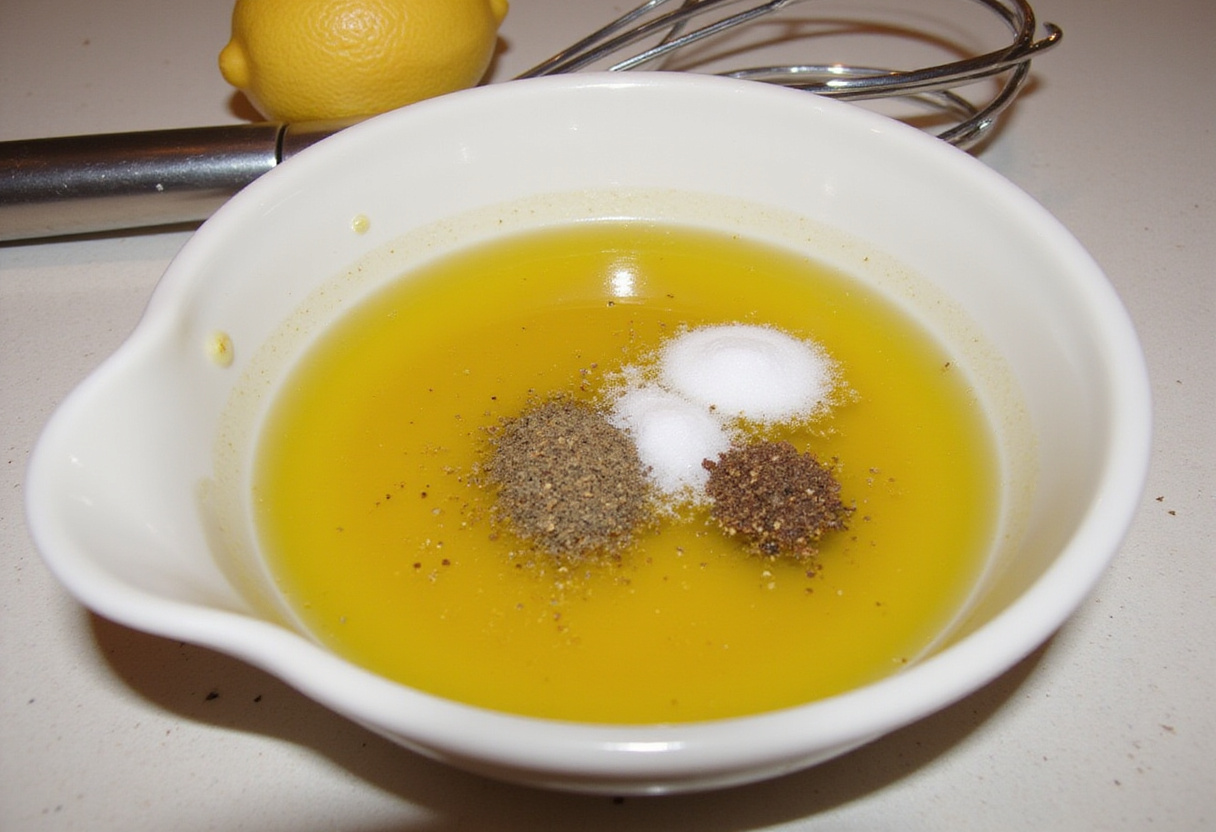 Olive oil and lemon juice dressing for Mediterranean Chickpea Feta Salad, salad dressing ingredients, healthy salad recipe, Mediterranean dressing