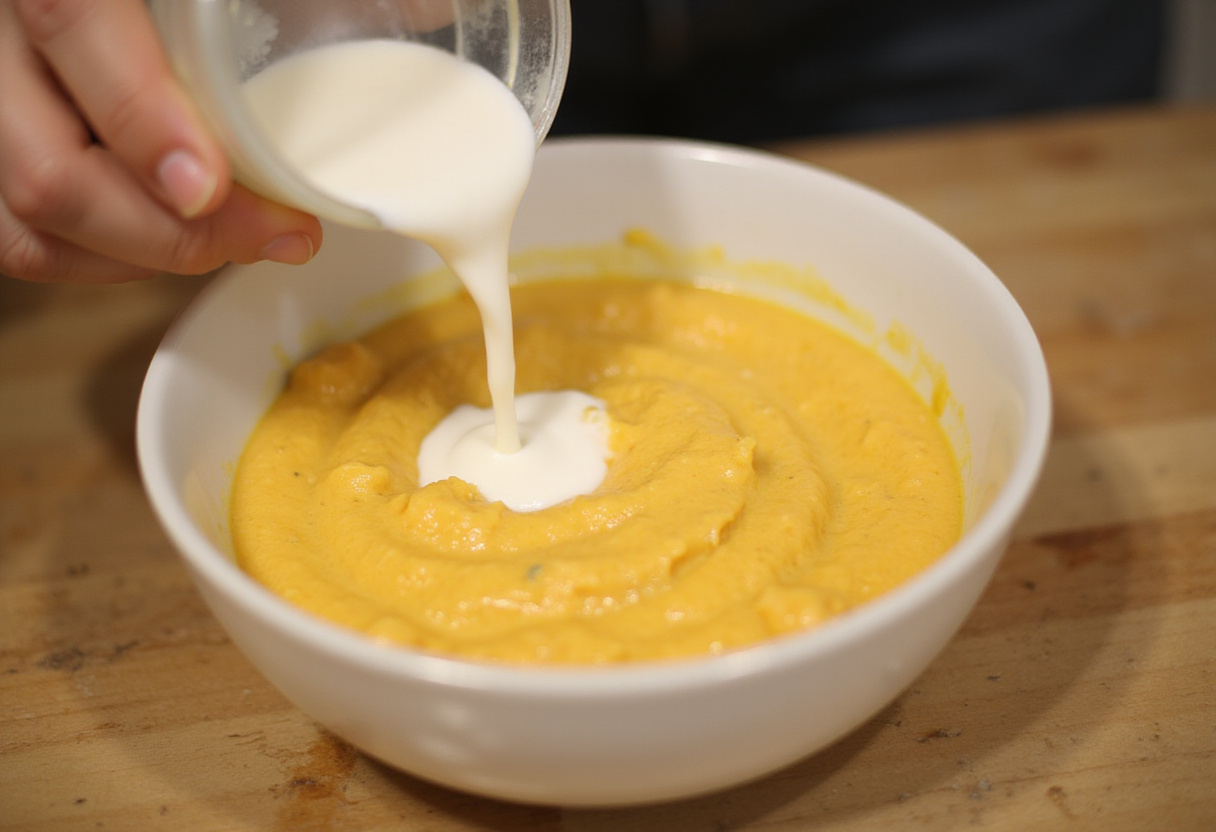 Creating a creamy Mexican Street Corn Dip, featuring sour cream for a deliciously rich and smooth texture.