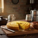 Serving delicious homemade Navajo Cornbread with butter and honey, perfect for any meal.