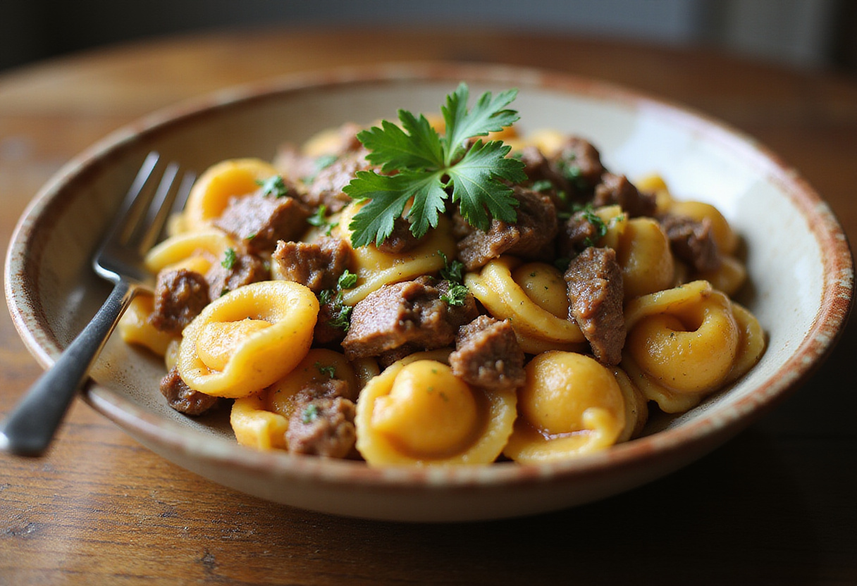 Deliciously plated Philly Cheesesteak Tortellini Pasta, showcasing a perfect blend of flavors and presentation.