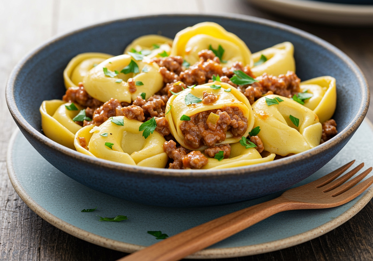 Deliciously plated Philly Cheesesteak Tortellini Pasta, showcasing a perfect blend of flavors and presentation.