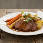 Delicious plate of easy quick pot roast with tender beef and vibrant vegetables, presented beautifully for optimal enjoyment.