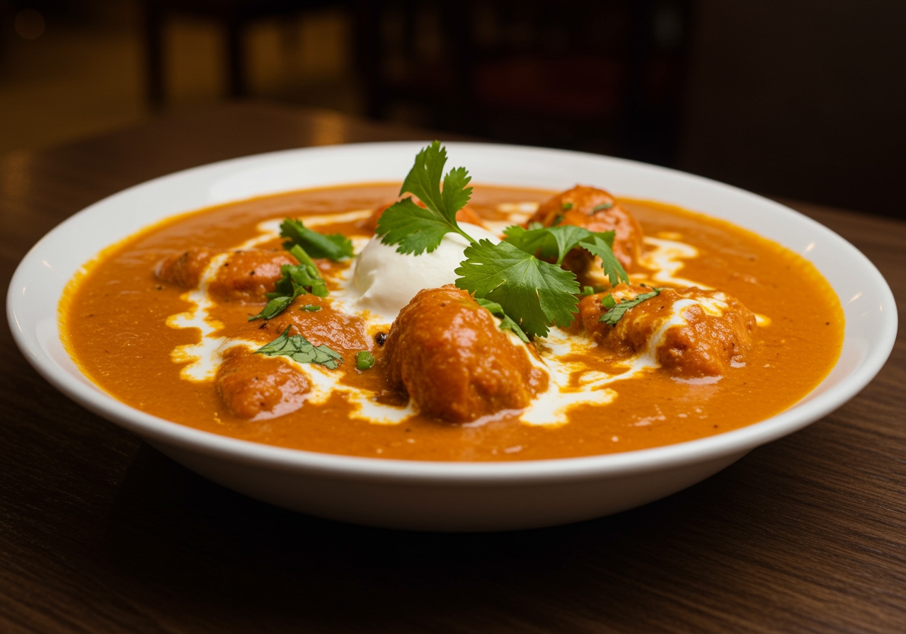 Gourmet presentation of homemade butter chicken showcasing delicious flavors and inviting colors, ideal for Indian food lovers.