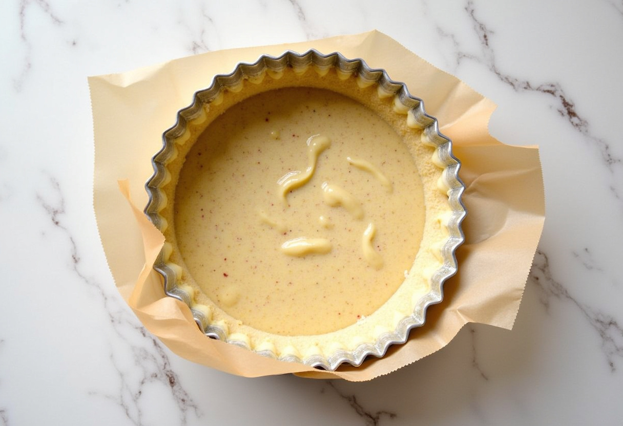 Creating a perfect almond crust base for Raspberry Coconut Bars in a baking dish, ensuring even pressure for the best texture.