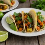 Final presentation of sheet-pan summer squash tacos with vibrant ingredients - a delicious recipe for summer dining.