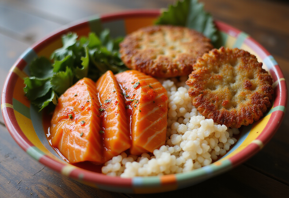 Marinating fresh salmon for Spicy Salmon Crispy Rice, enhancing the dish’s spicy flavor.