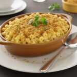 Delicious homemade mac and cheese served in a bowl, showcasing its creamy texture and crispy topping.