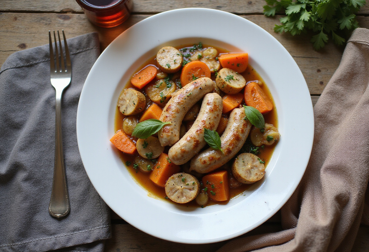 Final presentation of 10 Minute Air Fryer Chicken Sausage and Veggies, showcasing a delicious and healthy meal, perfect for a quick and easy dinner.