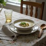Final presentation of 30-Minute Cauliflower Chicken Soup, showcasing a comforting and nutritious dish, ideal for a quick anti-inflammatory meal.