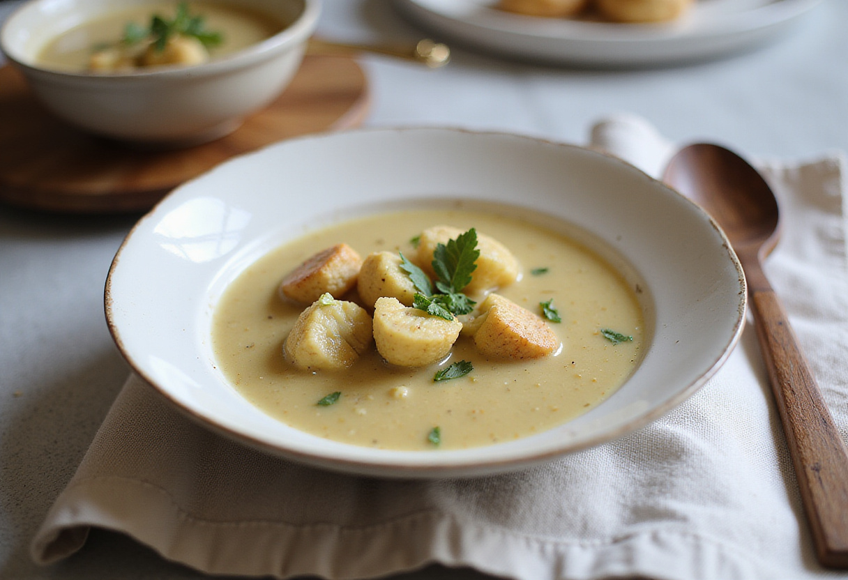 Final presentation of 30-Minute Cauliflower Chicken Soup, showcasing a comforting and nutritious dish, ideal for a quick anti-inflammatory meal.