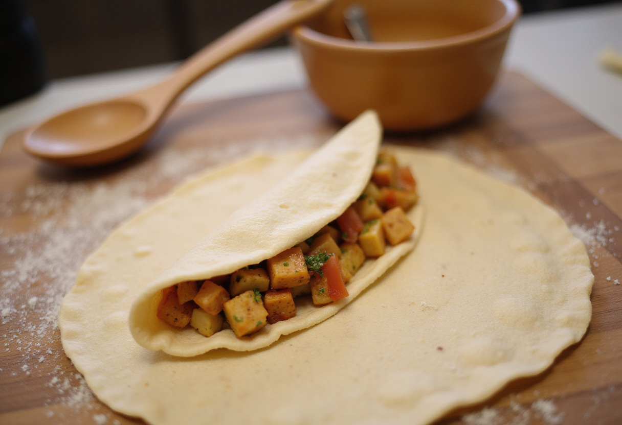 Rolling Cheesy Beef Burritos tightly to hold all the delicious filling.