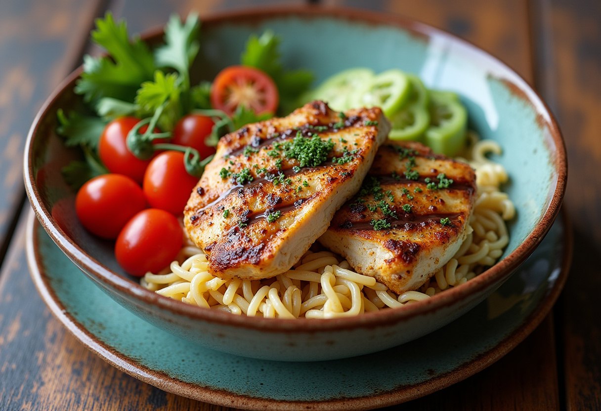 Final presentation of Chimichurri Grilled Chicken Bowl with bold colors and textures, perfect for a healthy and delicious meal.
