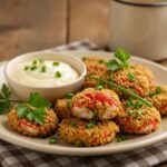 Plated crab crunchies garnished and ready to serve, showcasing a flavorful seafood appetizer ideal for gatherings.