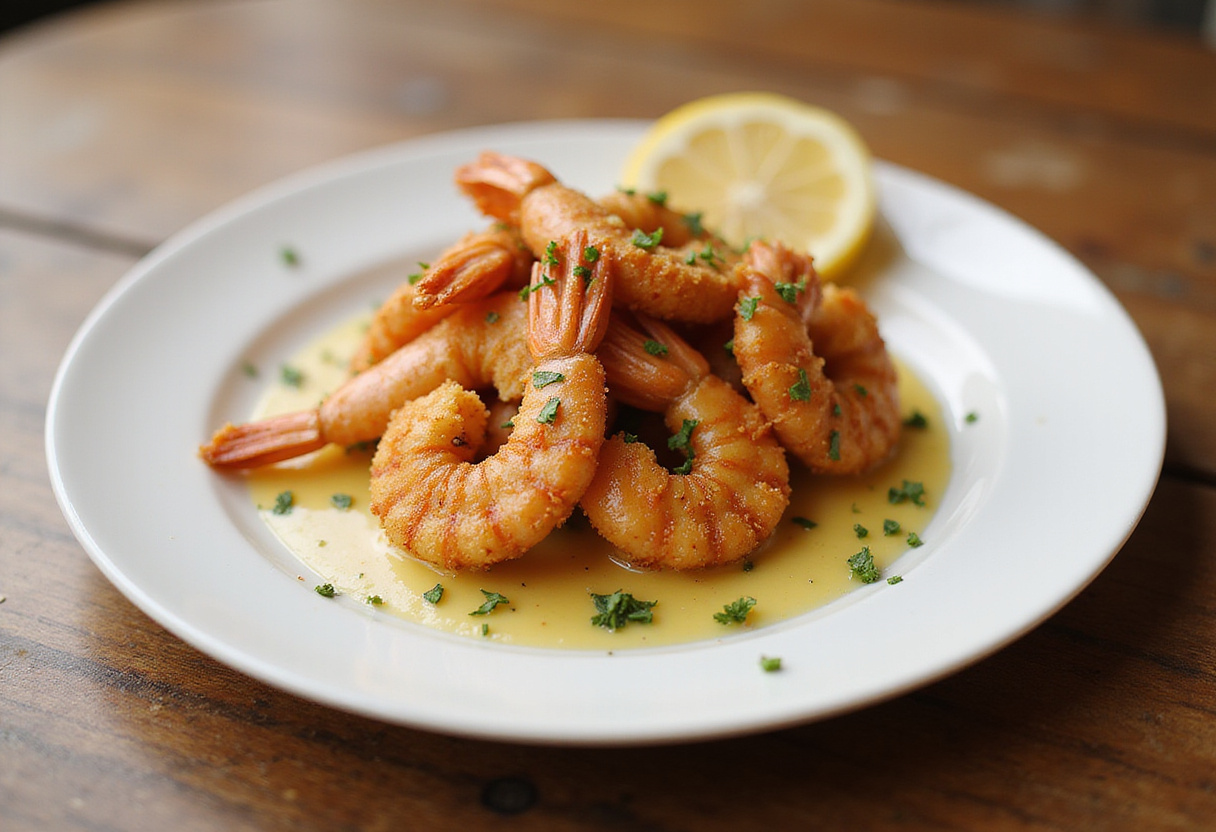 Crispy Garlic Butter Air Fryer Shrimp Easy Recipe - stunning final presentation of garlic butter shrimp ready to enjoy.