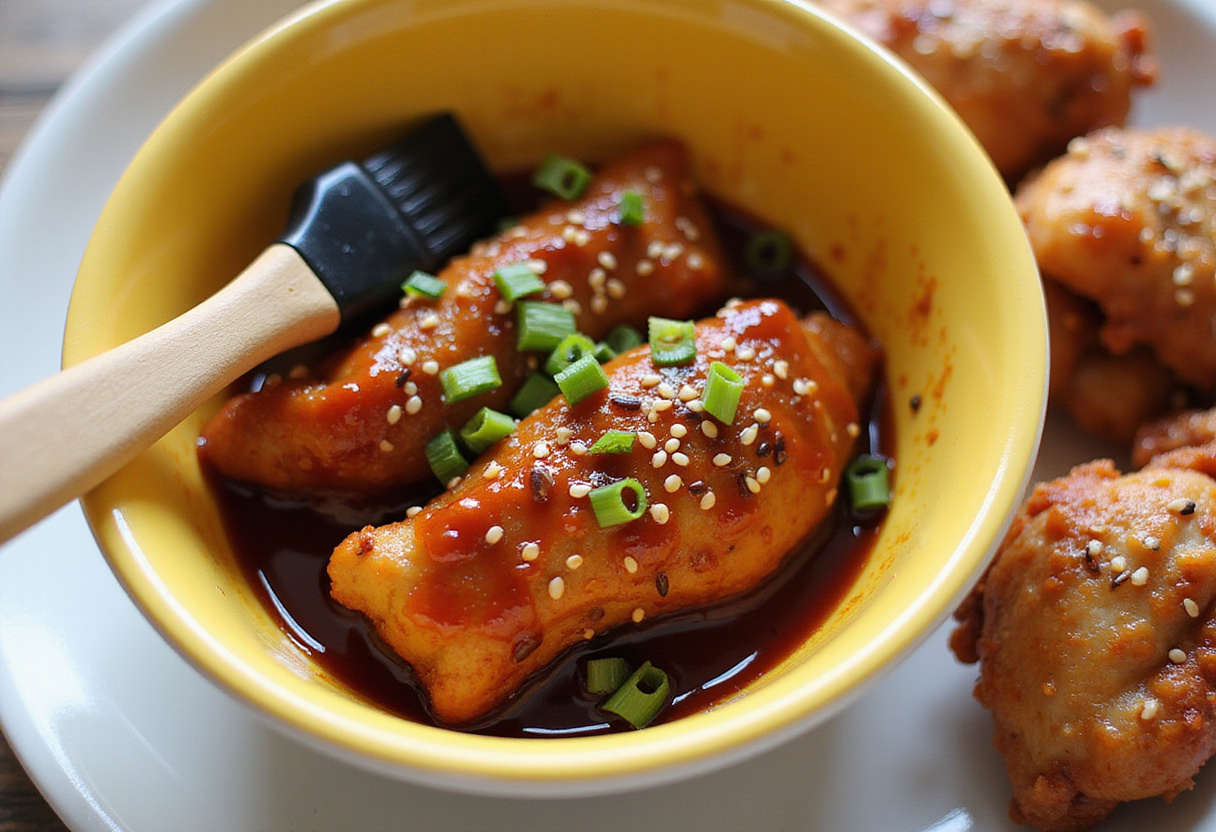 Crispy Honey BBQ Chicken Strips recipe step: preparing rich honey BBQ sauce for glazing chicken strips, highlighting the sweet and smoky flavors.