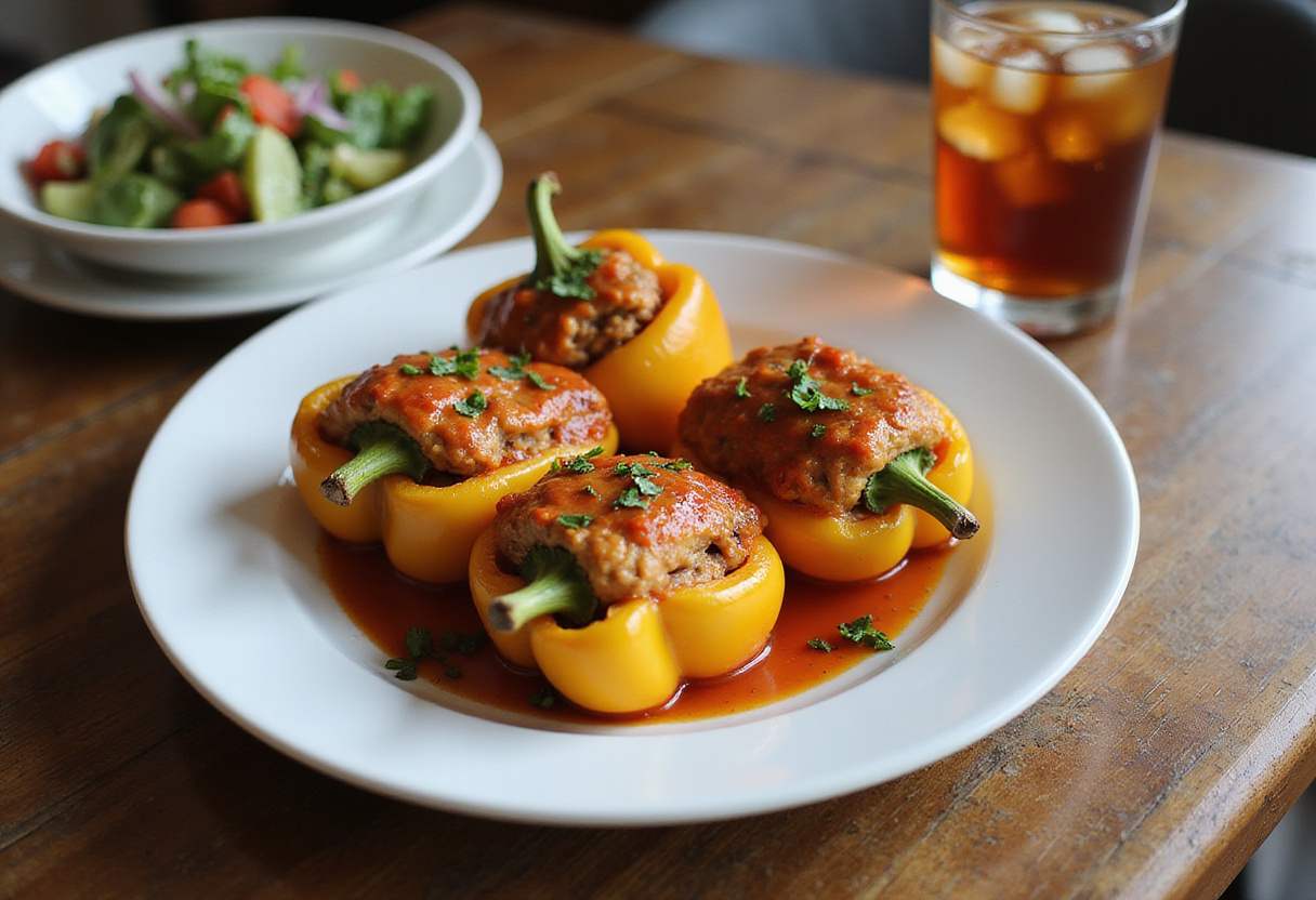 Deliciously plated easy stuffed bell peppers, showcasing a colorful and flavorful meal, perfect for any family dinner.