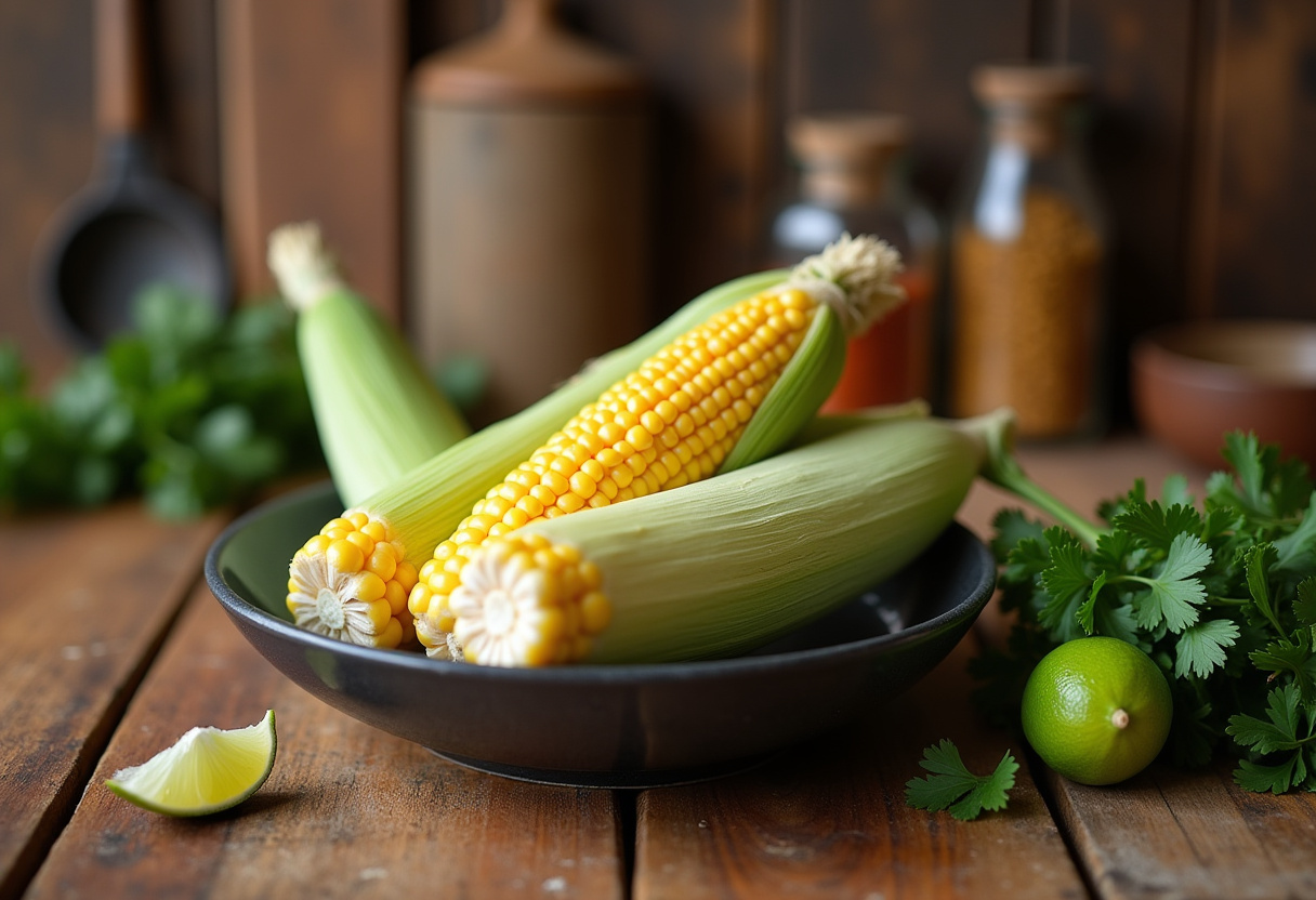 Fresh corn preparation for Effortless Street Corn Chicken Rice Bowl with few ingredients featuring cilantro and lime.