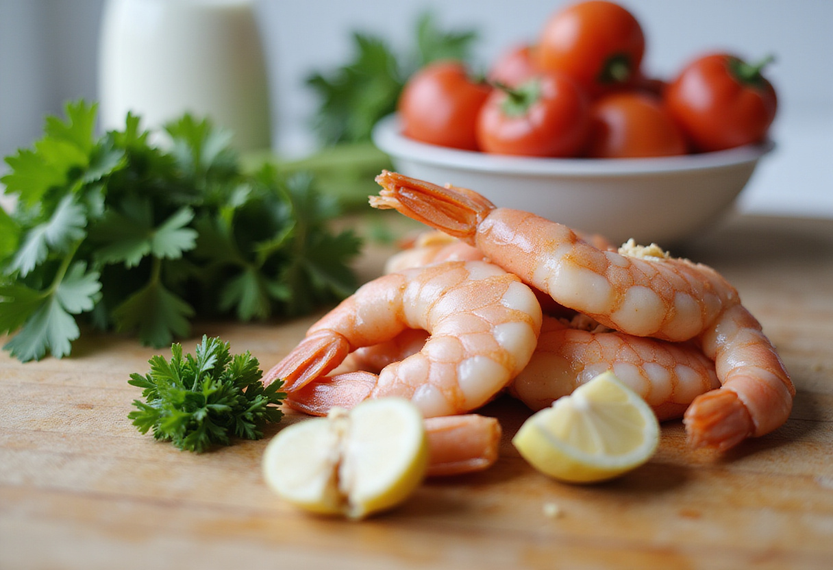 Chopped garlic and parsley prepared for Garlic Butter Shrimp and Broccoli Rice, showcasing healthy ingredients.