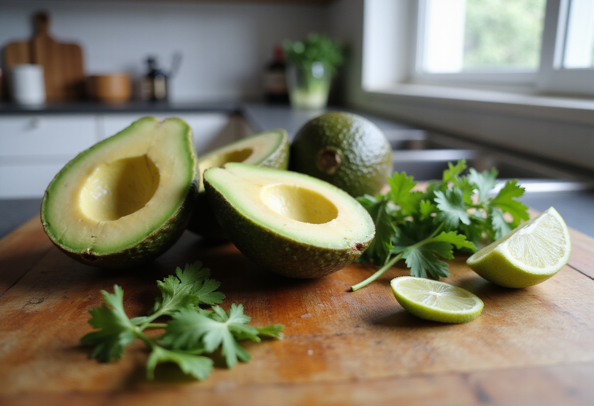 Slicing fresh California avocados for Grilled California Avocado Chicken, showcasing healthy ingredients for easy chicken recipes.